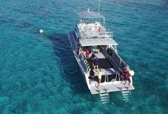 Cayman Islands Scuba Diving Holiday. Little Cayman Dive Centre. Boat Aerial View.